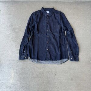 Paul Smith Mens Tailored Fit Denim Button Down Shirt Blue 100% Cotton Size Large